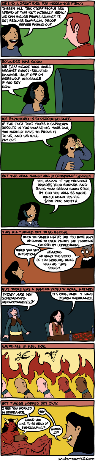 Illustration for article titled Selling insurances for thing people are afraid of that aren't real...